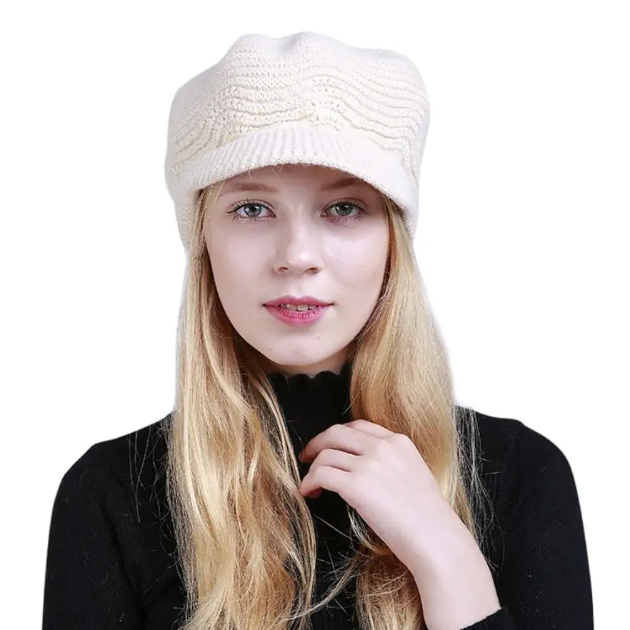 Feitong новые модные вязаные шапки женские модные однотонные теплые вязаные крючком женские зимние шерстяные вязаные ручная крышка шапка Повседневная Мягкая - Цвет: B