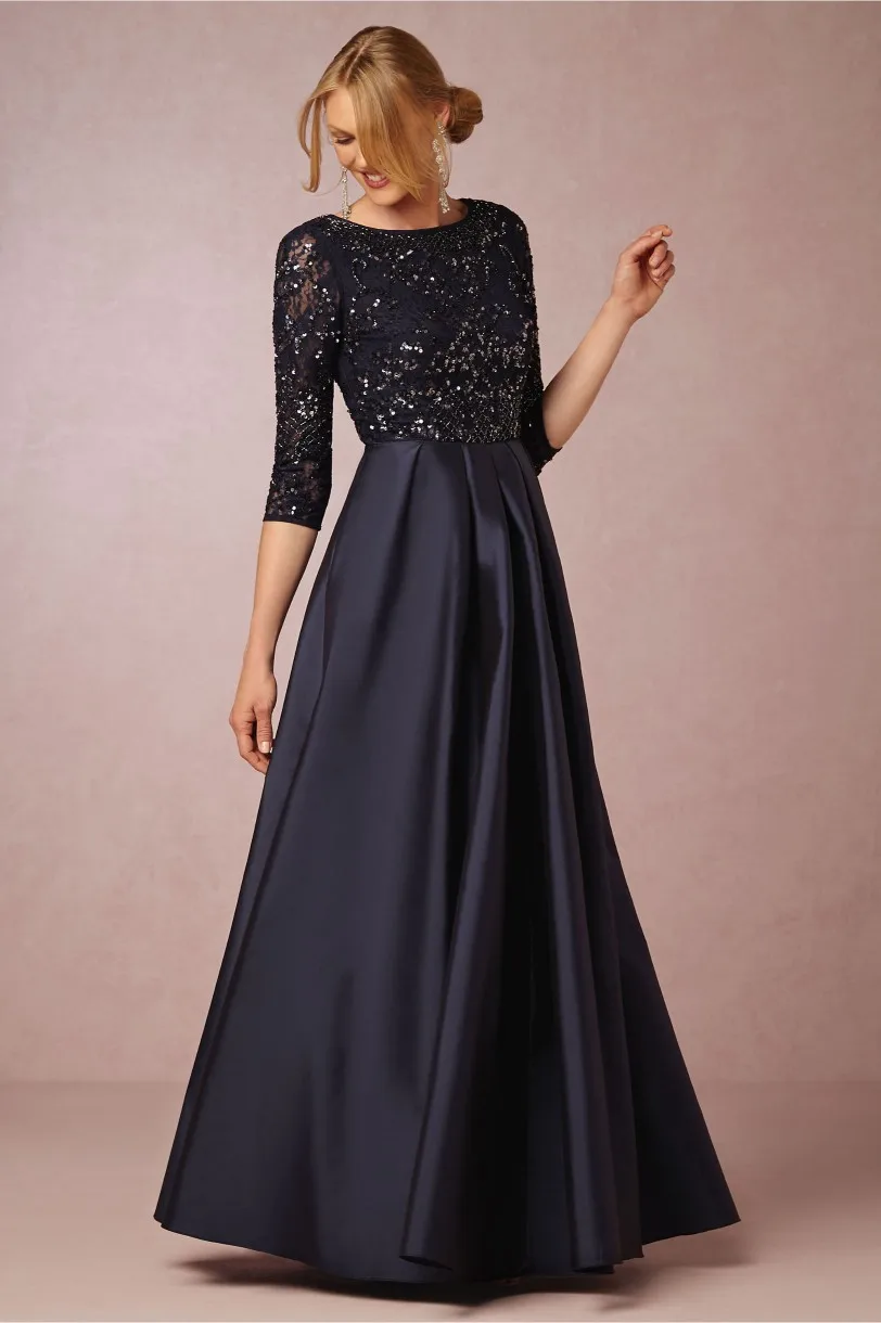 2017 Lace Black Mother Of The Bride Dresses With 3 4 Sleeves A Line  2017 Lace Black Mother Of The Bride Dresses With 3 4 Sleeves A Line