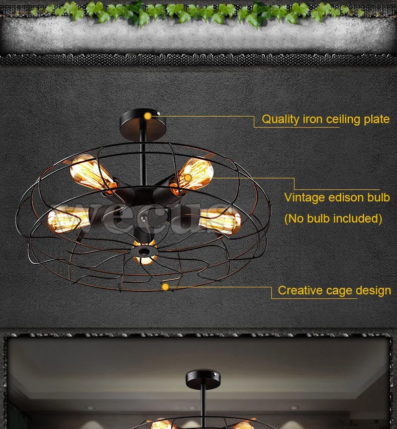 Вентилятор потолочный светильник, ретро Лофт потолочный вентилятор кулон кафе гостиная спальня балкон коридор светильник люстра