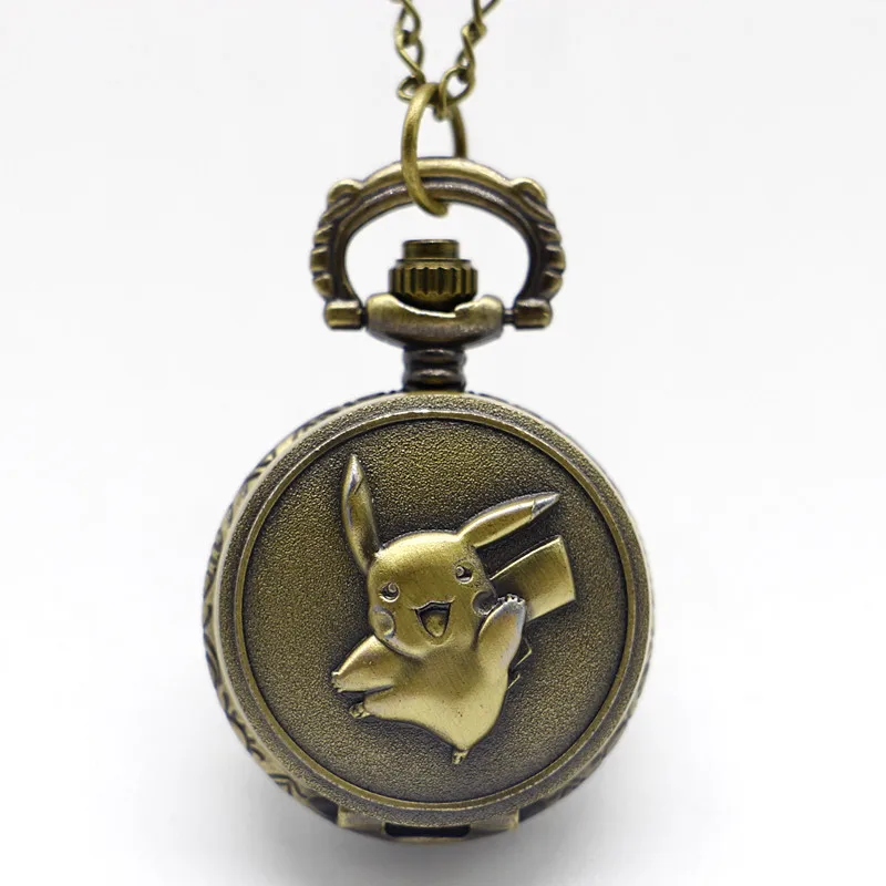 Антикварные Pikachu кварцевые карманные часы Аналоговое ожерелье с подвеской мужские и женские детские часы подарок