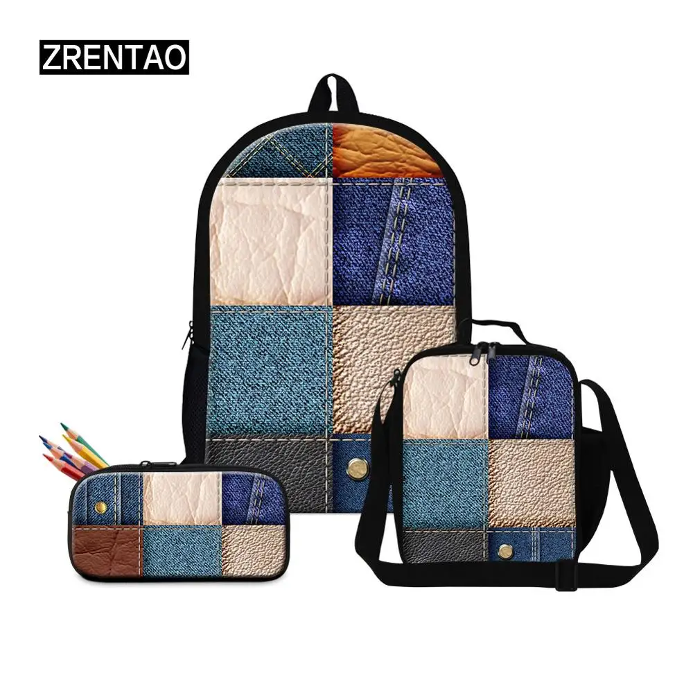 

Leather Print Kindergarten Boys Girls School Bag Set 3 Pieces Schoolbag Primary/Junior Schoolers Students Bookbags Dropshipping