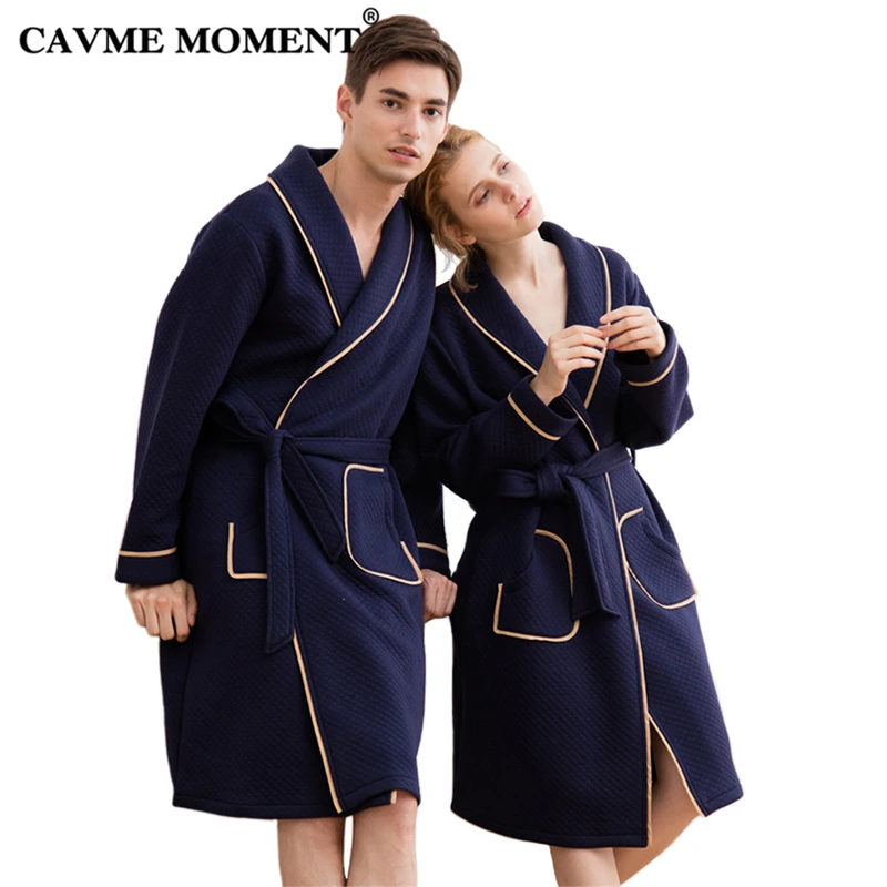 

CAVME 2019 Winter Bathrobes Thicken Robe for Women Femme Homme Men's Bathrobe for Lovers Night Dressing Gown Sleepwear Plus Size