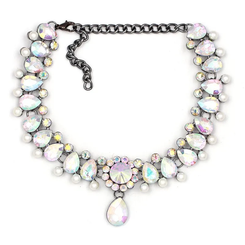 JURAN,, тренд, новая мода, винтажное классическое колье, ожерелье, полный кристалл, подвеска, ожерелье для женщин, девушек, подарок, H1103-1 - Окраска металла: Multi