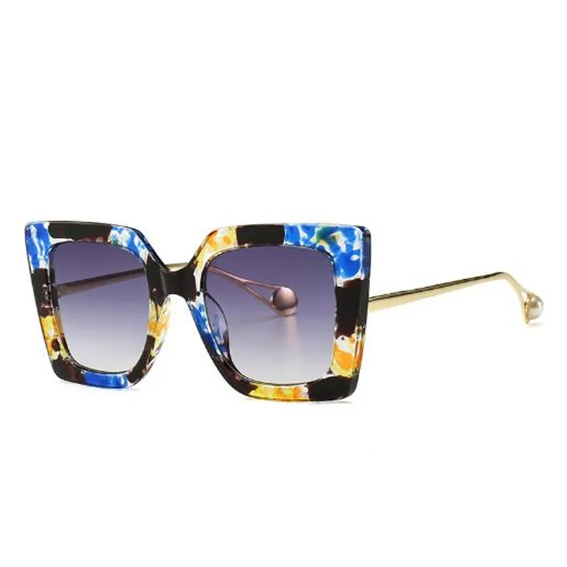 

KAPELUS Lady cat eye sunglasses Floral large size sunshade temperament woman fashion glasses Pearl decoration s1916