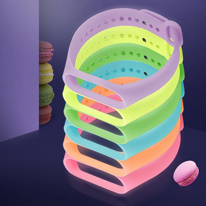 

New Macarons Wrist Strap for Mi Band 4 Night Glow Bracelet Mi Band 3 Strap Smart Band Accessories for Xiaomi Band 6 colors