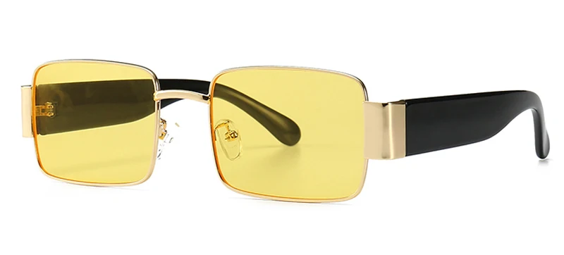 Peekaboo, черные, золотые мужские солнцезащитные очки, Мужская Металлическая оправа, красный, желтый, зеленый, Летний стиль,, солнцезащитные очки для женщин, квадратные, uv400 - Цвет линз: clear yellow lens