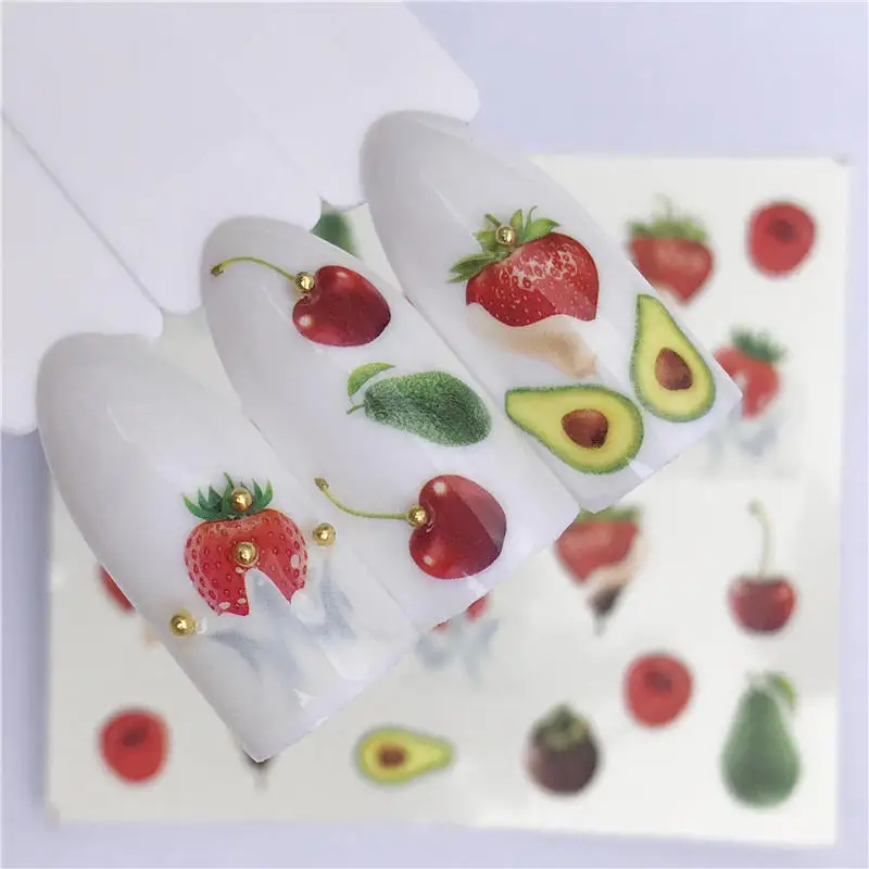 

WUF 1 PC Sweets Ice Cream Summer Nail Sticker Mixed Colorful Fruit DIY Water Decals Nail Art Decorations Manicure Tool