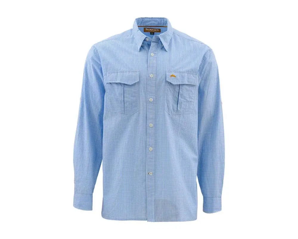 

2019 S*mms Men Fishing Shirt LS Plaid Shirt 100% Cotton Quick Dry UPF30 Fishing Clothing Fishing Shirts Man USA Plus Size L-XXL