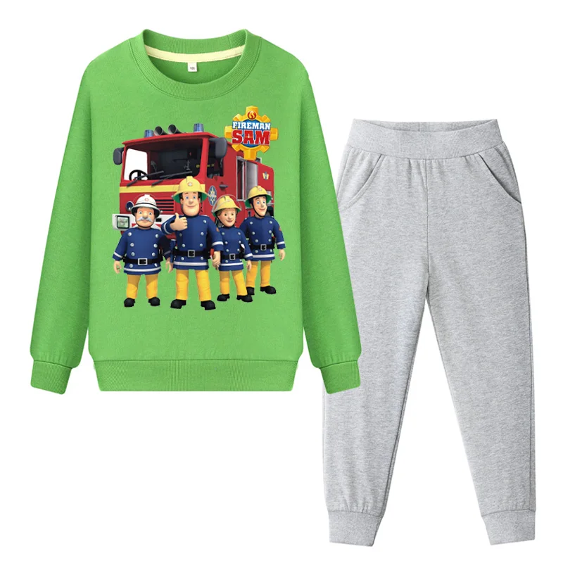 Children Spring 2019 Clothing Sets Boys Fireman Sam Costume Suit Girls Pink Casual Set Kids O-Neck Hoodies+Pant Tracksuits WL089 (2)