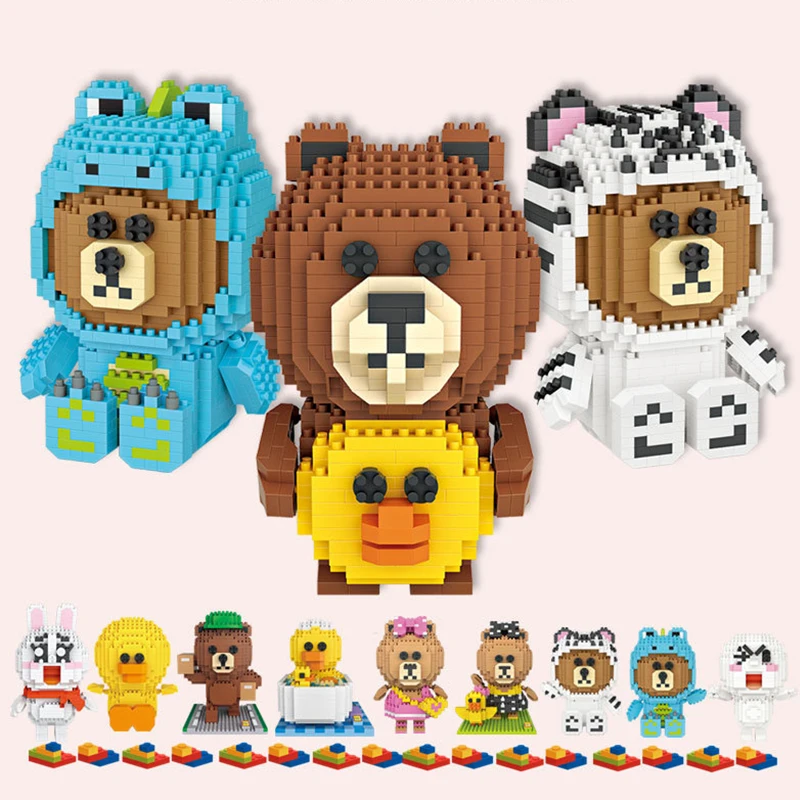 

Mini Qute LOZ Kawaii bear series dog duck cartoon Plastic diamond Building Block Brick action figures DIY Educational Toy
