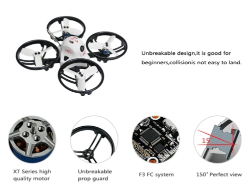 

JMT ET100 PNP Quadcopter Brushless FPV RC Racing Drone with Frsky Flysky Futaba Receiver Accessory