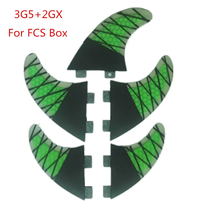 srfda SURFBOARD FINS 5 pcs/set for FCS I FCS II Box NEW SURF FIN SKEG fiberglass with carbon sup fins 3G5 +2GX size green srfda SURFBOARD FINS 5 pcs/set for FCS I FCS II Box NEW SURF FIN SKEG fiberglass with carbon sup fins 3G5 +2GX size green