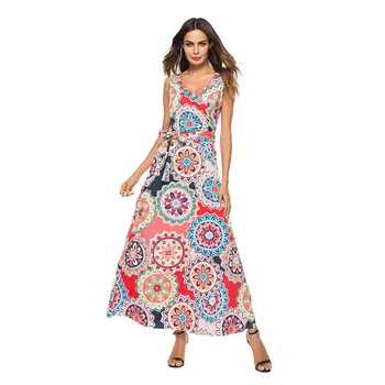 

Bohemian Women Summer Long Dress 2019 Sexy Print Party Night Dress Casual Beach Dress Plus Size