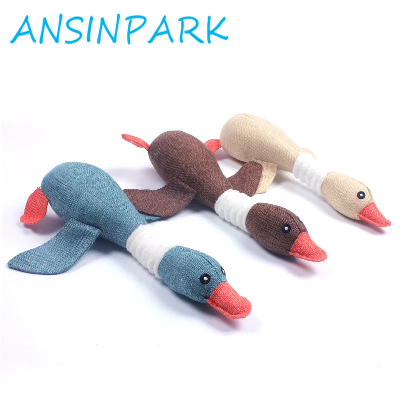 

ANSINPARK funny cat dog toy stuffed dog sustainability chew toy squeak noise made in all animals Wild goose Linen cloth toy p888