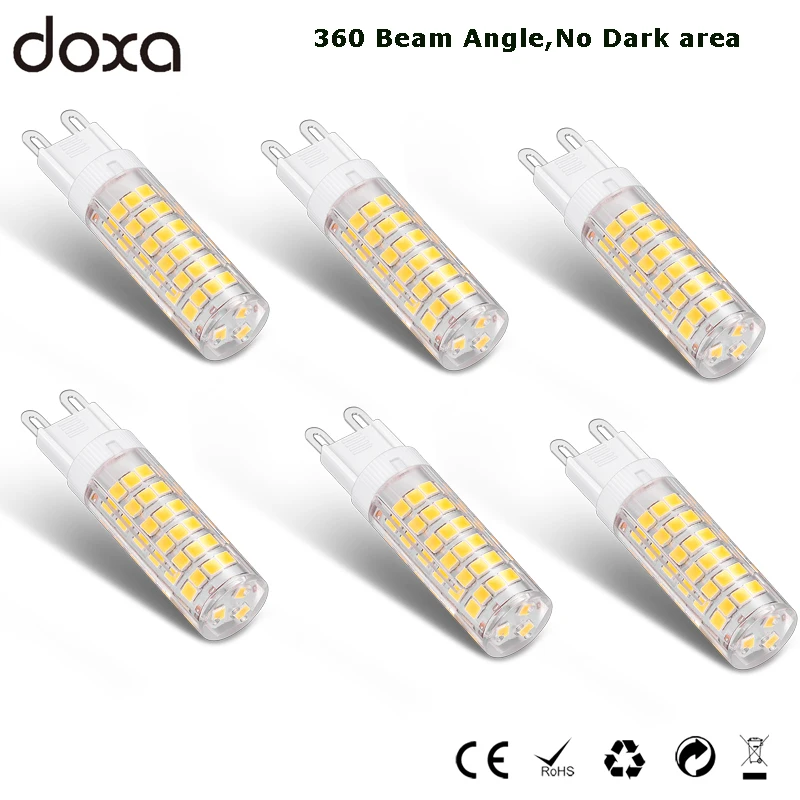 6 piezas G9 bombilla LED 220 V 5 W LED Lampara 230 V 240 V 360 Ángulo de haz 2835 SMD 75LED LED G9 luz del maíz reemplazar 40 W 50 W foco halógeno