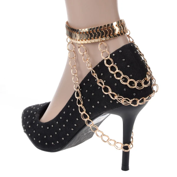 YANTU Personality Beach Foot Jewelry Multi layer Chain Tassel High Heel