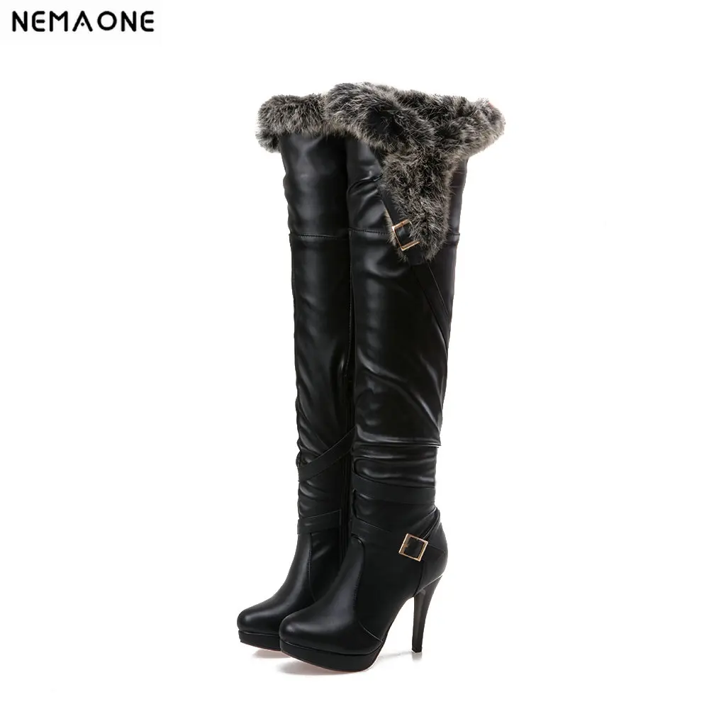 

NEMAONE 2019 new arrival thigh high over the knee boots women winter warm snow boots fashion shoes woman big size 34-43