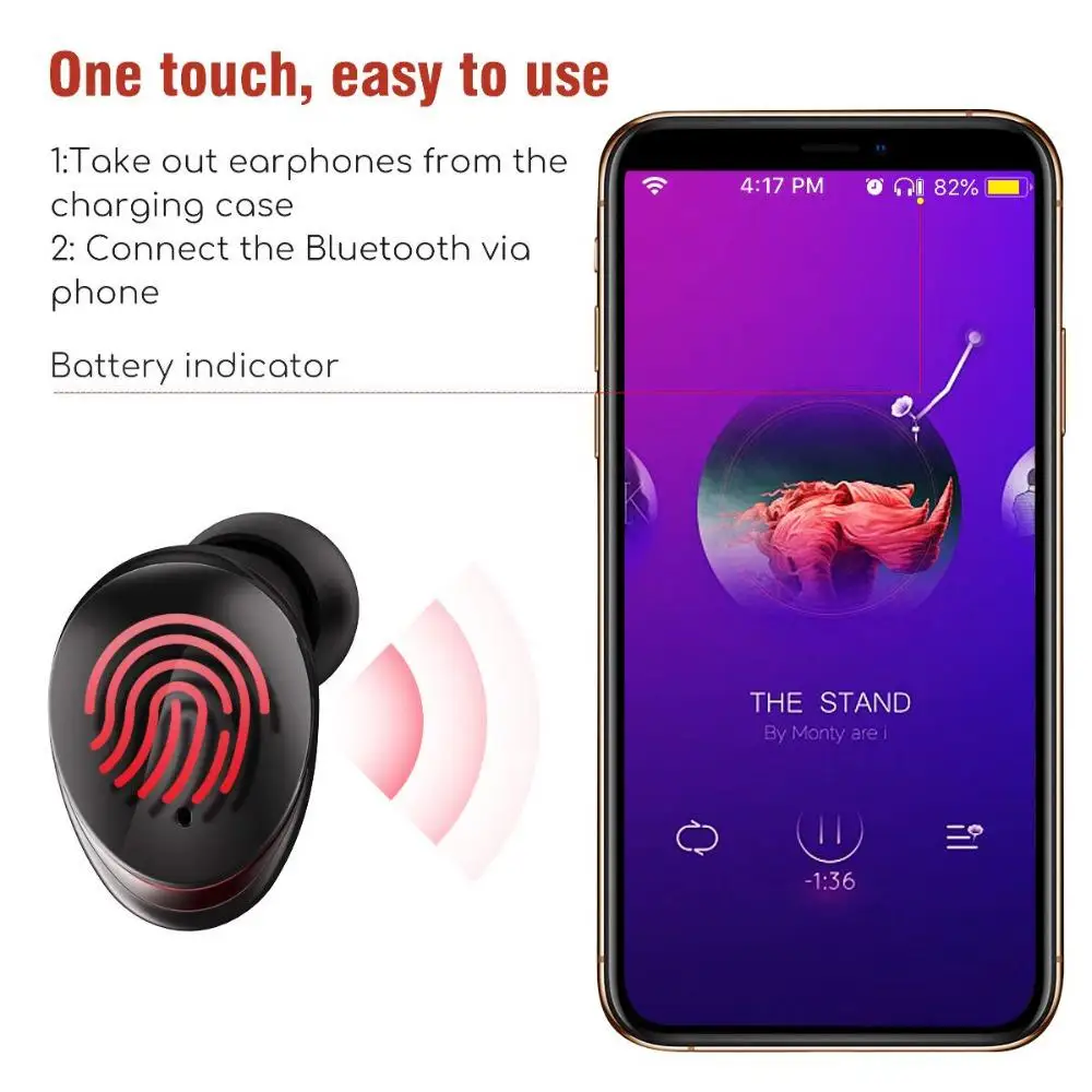 Ostart TWS-T8, Bluetooth 5,0, Спортивная гарнитура, беспроводные Bluetooth наушники, IPX7, водонепроницаемые, Hi-Fi, Спортивная стереогарнитура для смартфонов