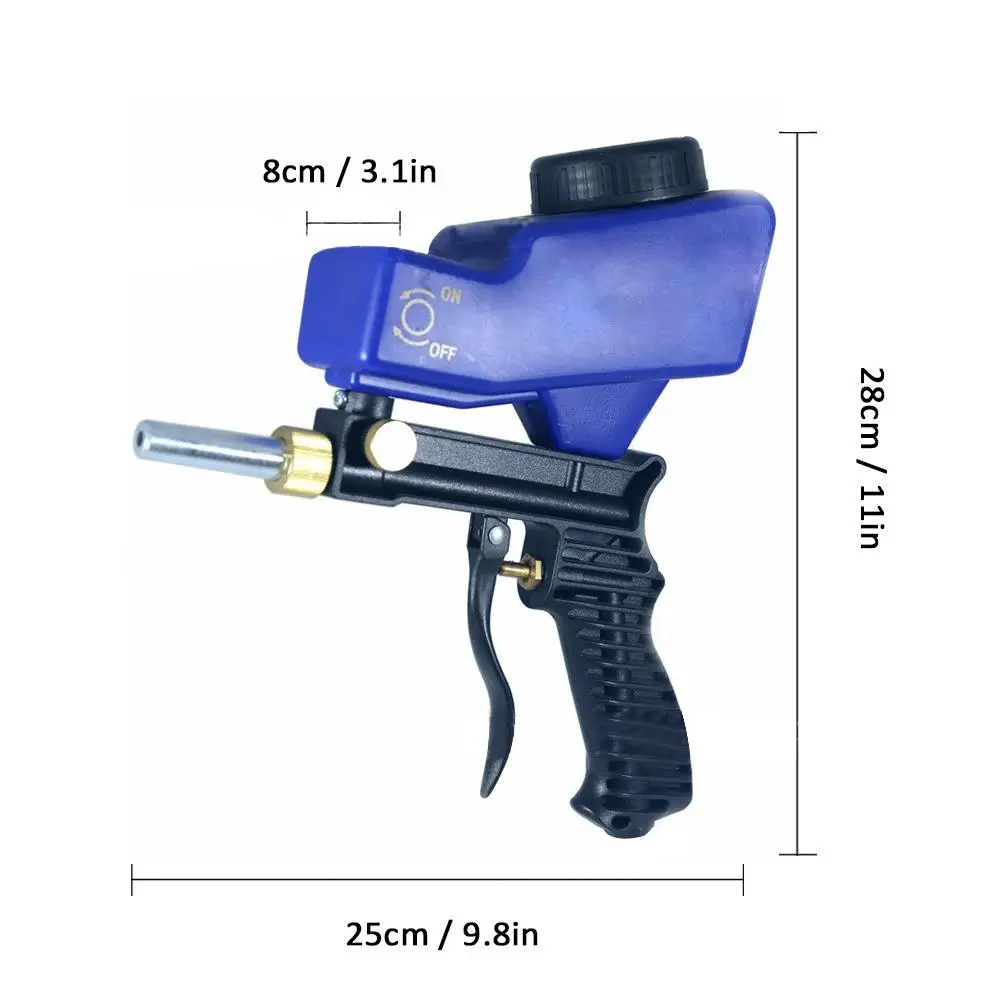Миниатюрное портативное ружьё пневматическое ружьё гравитационный Пескоструйный набор ржавчины устройство для дробеструйной обработки маленькая пескоструйная машина - Цвет: Blue