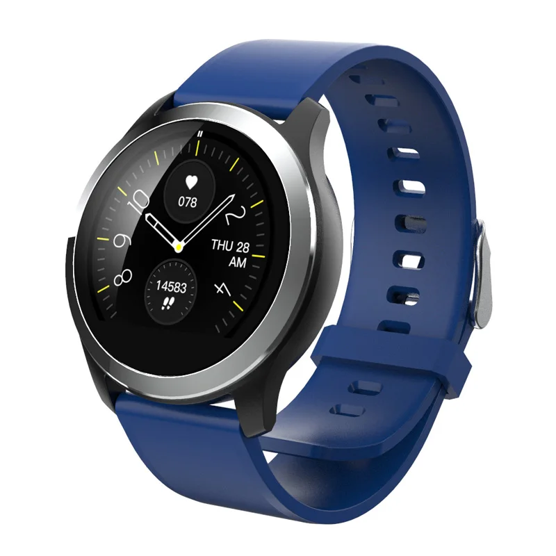 Torntisc, один сенсорный экран, ЭКГ PPG, 3 чипа, умные часы для мужчин, кровяное давление, кислородный умный Браслет, пульсометр, умные часы IP68 - Цвет: blue silicone