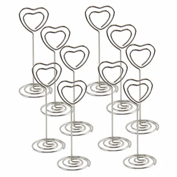 

10pcs/set Heart Shape Place Card Holder Photo Memo Clip Table Number Name Tag Stand Base Wedding Decoration Party Xmas