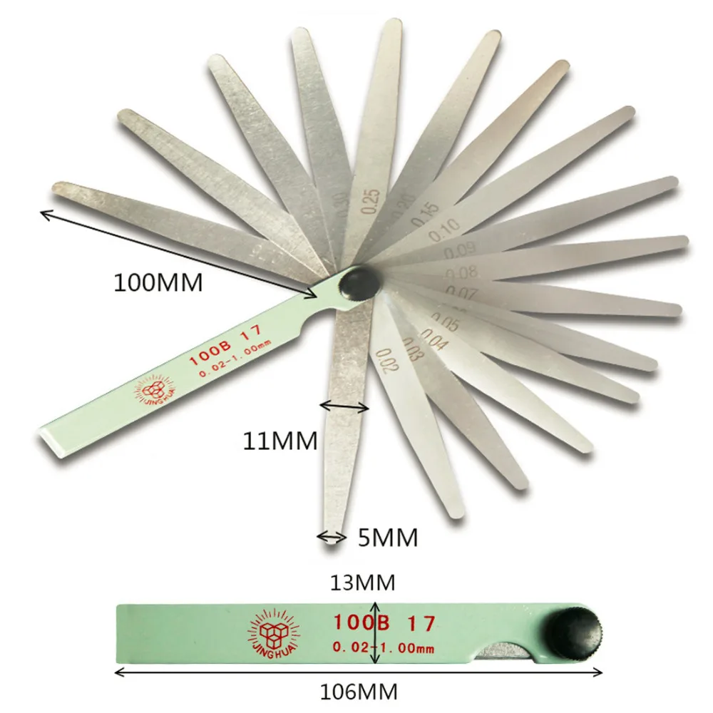 

0.02 to 1mm 17 Blade Thickness Gap Metric Filler Feeler Gauge Useful Metric Measure Tool