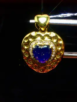 

Fine Jewelry 18 K Gold AU750 Natural 100% nature Blue Sapphire 1.2ct Gold Diamond Pendant Gemstone Necklaces for Women