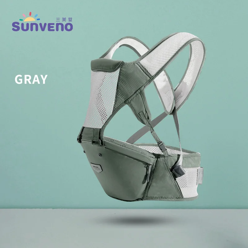 Sunveno Фронтальная рюкзак для ребенка переноска-кенгуру эргономичная Сумка-кенгуру для ребенка переноска для новорожденных Дети загрузки медведь для детей до 20 кг по самой низкой цене - Цвет: mesh gray