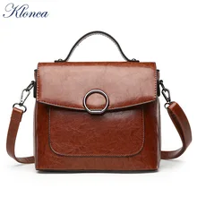Klonca freeshipping chic female handbag new designer round ring flap bag high quality PU leather versatile crossbody bag 2019 Klonca freeshipping chic female handbag new designer round ring flap bag high quality PU leather versatile crossbody bag 2019