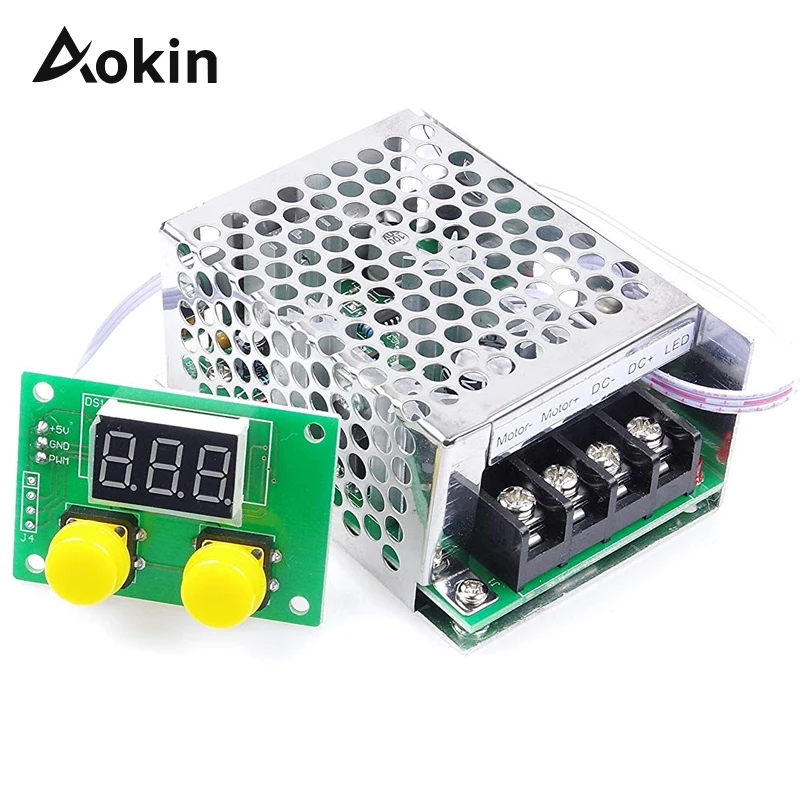 

Aokin PWM DC Motor Governor 12V 24V 36V DC 9-40V 12A Digital display Percentage Stepless Speed Switch