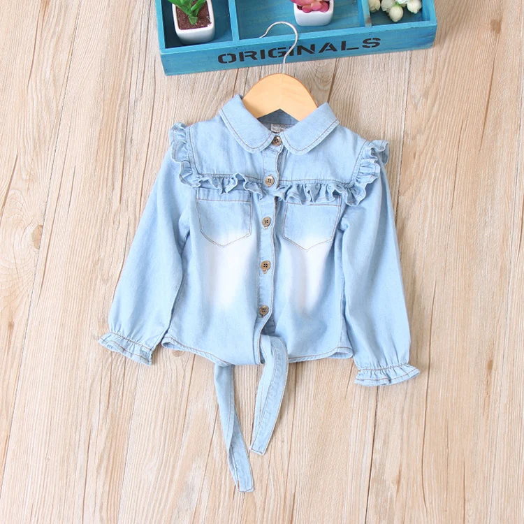 Rahat Bebek Kiz Denim Gomlek Uzun Kollu Yumusak Cocuklar Denim Bluz Pamuklu Cocuk Kot Gomlek Cocuklar Tops Kostum 2 8 Yasinda Girls Denim Shirt Shirt Kidscotton Blouses Kids Aliexpress