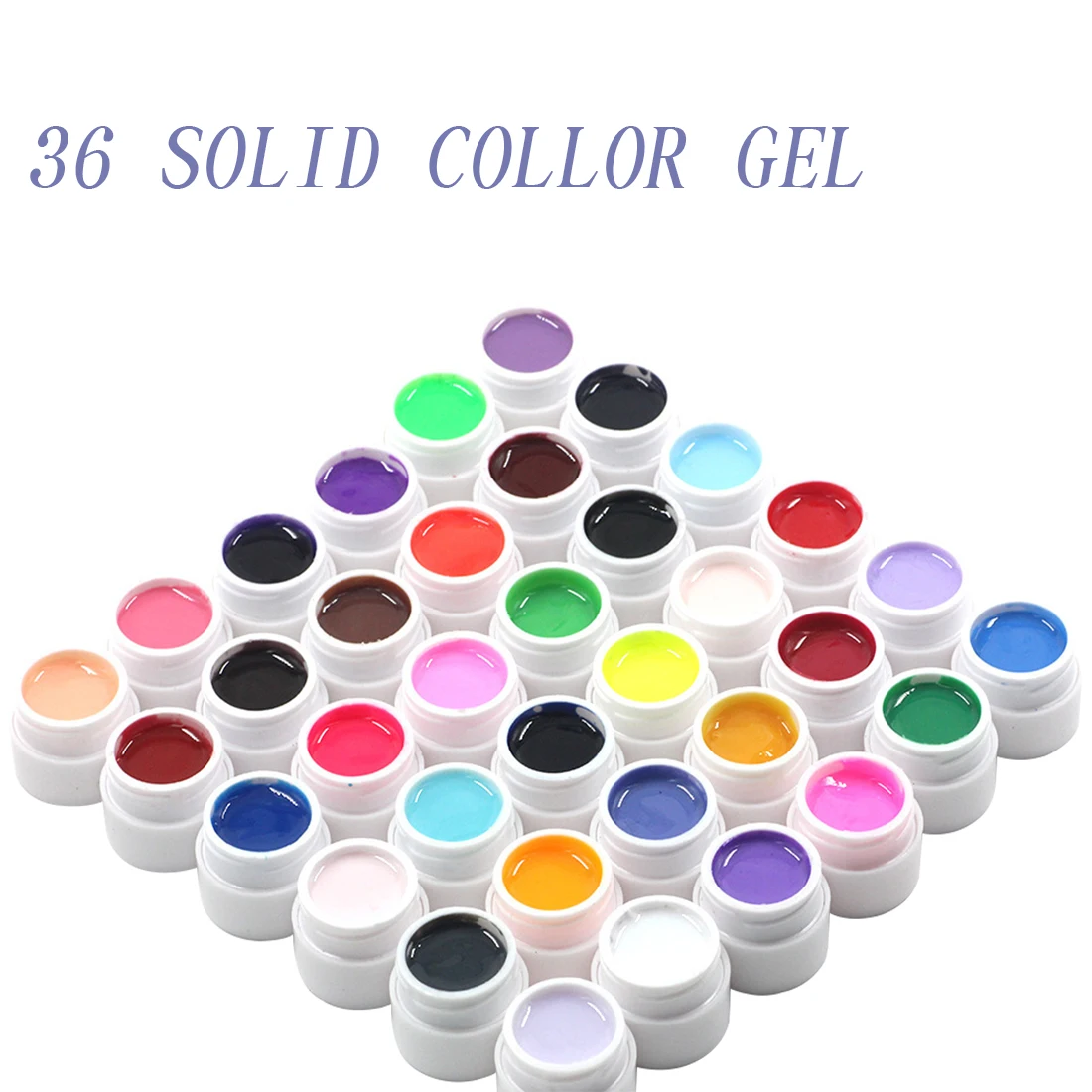 

Top 36 Boxes Solid Color Nail Gel Pure Colors UV Gel Shiny Extension Longlasting Nail Art Tips Glue Nail Painting Polish Varnish