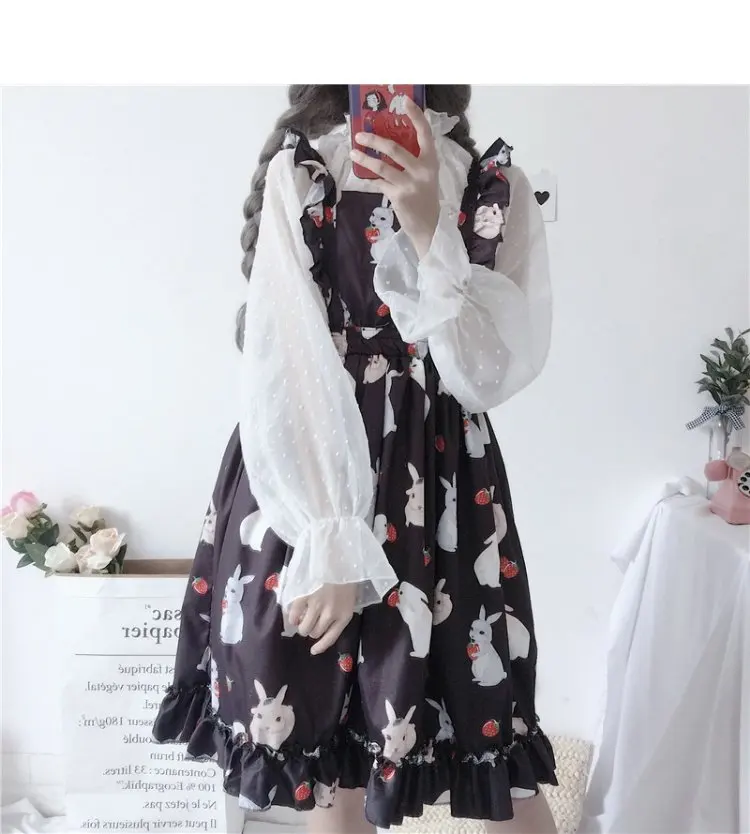 Бесплатная доставка, новинка 2019 года, милое платье в стиле Лолиты для японских девочек, милое черное платье с изображением грибка, одежда