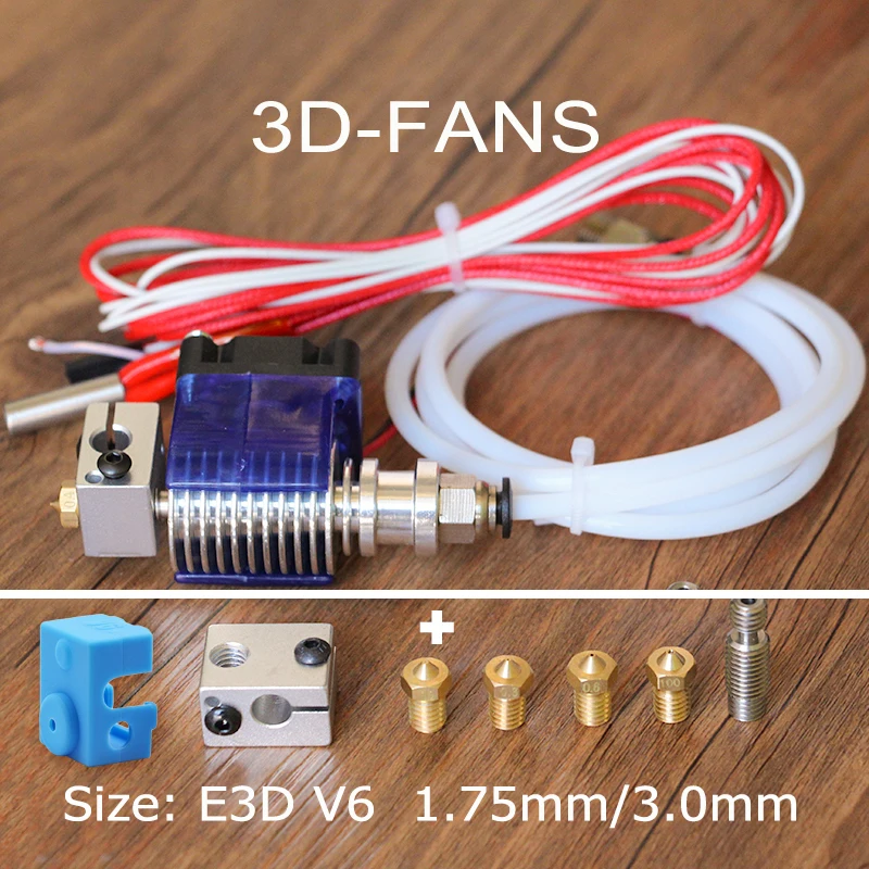 Дальний 3D-принтер V6 J-head Hotend с 3010 вентилятором для 1,75/3,0 мм Боуден экструдер 0,4 Насадка+ V6 Блок Комплект