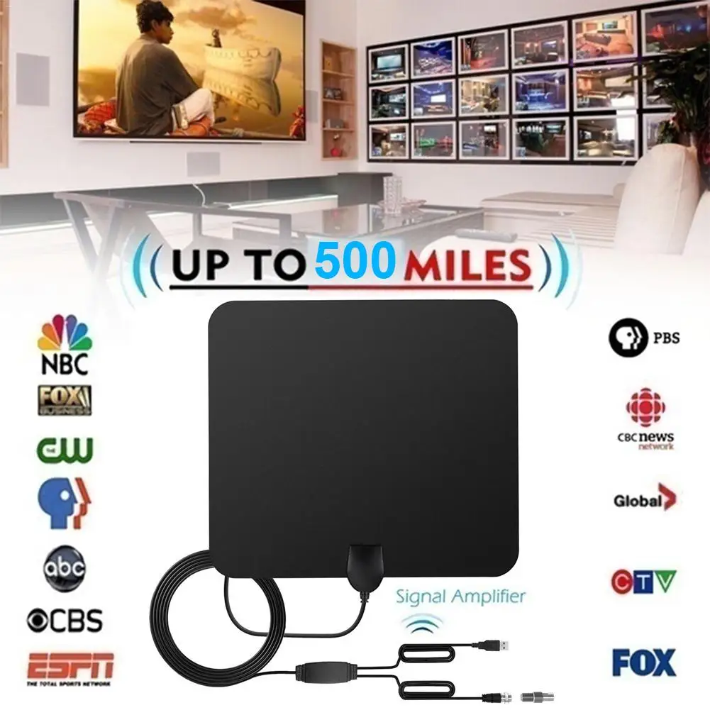 Новинка 500 миля HD ТВ Крытый цифровой антенна ATSC UHF/VHF/1080 p 4 K Высокое качество для