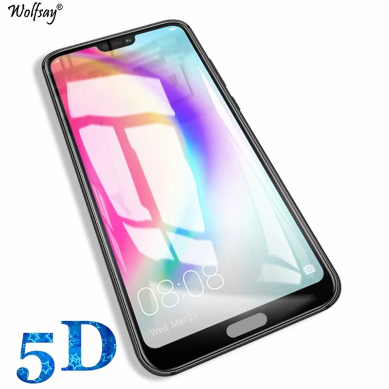 

Wolfsay 1PCS 5D Curved Screen Protector For Huawei Honor 10 Tempered Glass for Huawei Honor 10 Anti-Scratch Full Cover Edge Film