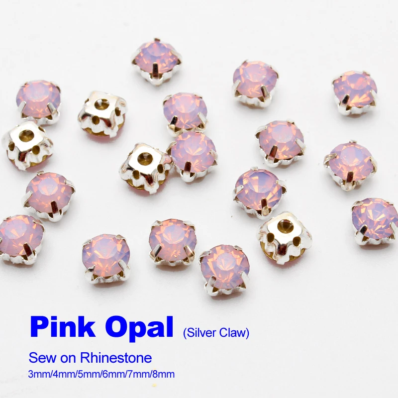 Sew on Rhinestones Pink Opal Silver claw 4mm/5mm/6mm/7mm/8mm use for DIY accessories free shipping | Дом и сад