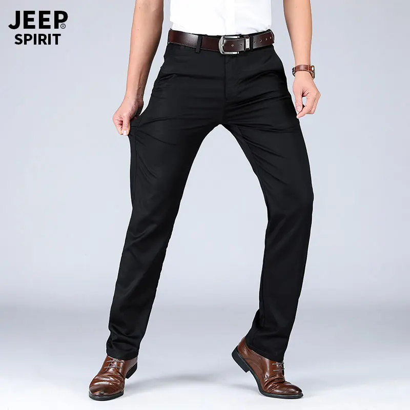 2019 Summer Autumn JEEP Brand Casual Suit Pants Straight Style Lyocell Men's Casual Mid Waist Cotton Pants Fashion Trousers (9)