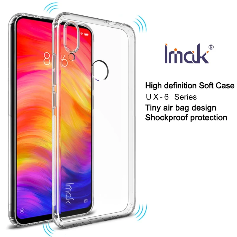 IMAK Для Redmi Note 7 Чехол Силиконовый мягкий ТПУ чехол Xiaomi для телефона прозрачный