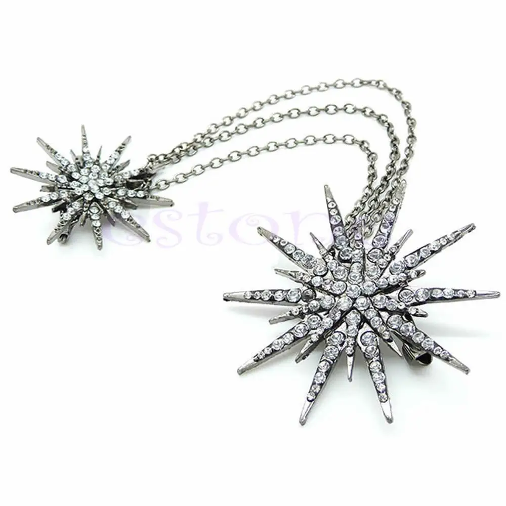 

Full Crystal Flower Chain Brooch Pin Pendant Christmas Brooch Wedding