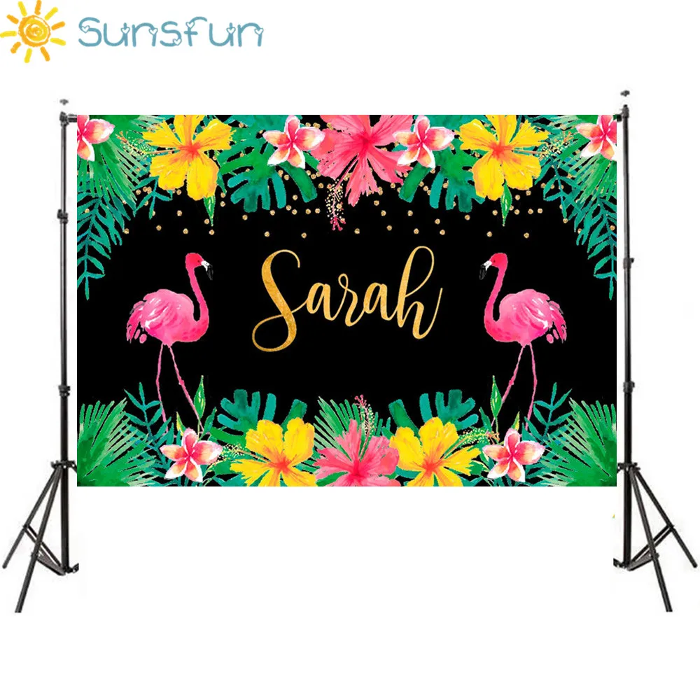 

Sunsfun 7x5FT Flamingo Luxury Party Tropical Rainforest Birthday Background Photocall Customize Photo Studio 220x150cm