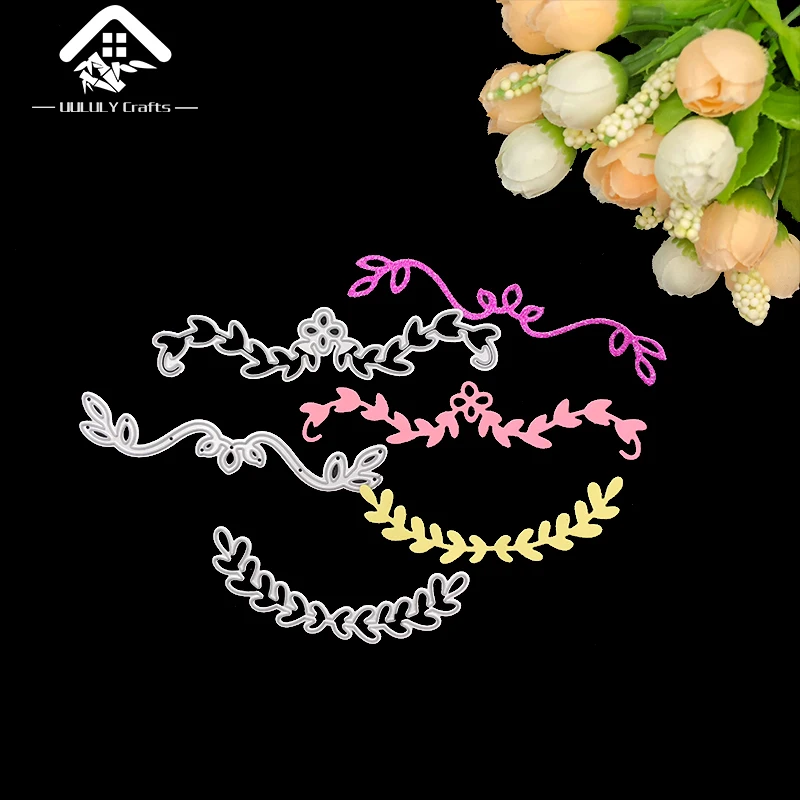 

UULULY Crafts Openwork Leaves Background 3pcs Metal Cutting Dies Stencils for DIY Scrapbook Photo Album Paper Card For DIY Gift