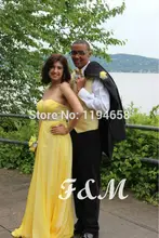 Gelb Neuankömmling 2016 Schatz Brautkleider Kristall Sleeveless Abendkleider Lange A-linie Formale Frauen Bodenlangen