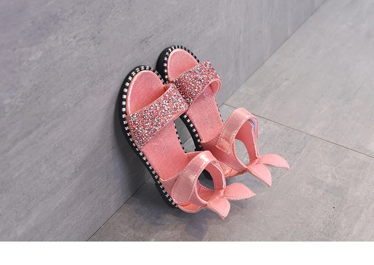 SLYXSH/ г.; Лидер продаж; сандалии для девочек; модная блестящая обувь со стразами для девочек; детские сандалии на плоской подошве с кроличьими ушками