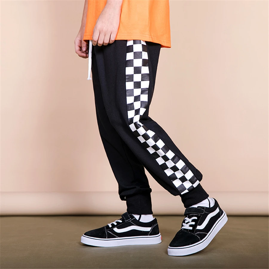

2019 boys pants size for 6-16years plaid sports pants leggings kids sport legging unisex boys girls pants spring new style