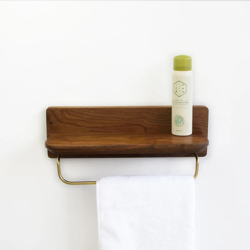 Solid Wood Bathroom Shelves Kitchen Wall Shelf Shower Storage Rack Bathroom Shelves Kitchen Wall Shelf