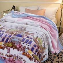 

ARNIGU Beatiful Town Cartoon printed Thick Blanket soft Raschel plaids 200x230cm Winter Bedding Throw or Quilt Girl unique gift