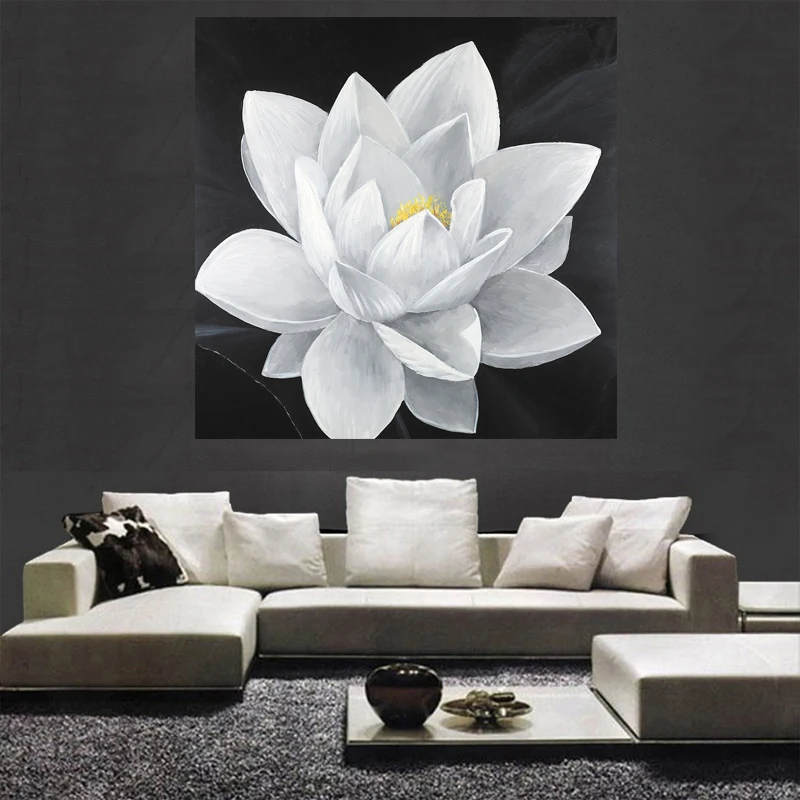 

HD Abstract White Lotus Flower Wall Art Canvas Painting Home Decoration Bedroom Living Room Kids Room Painting Calligraphy