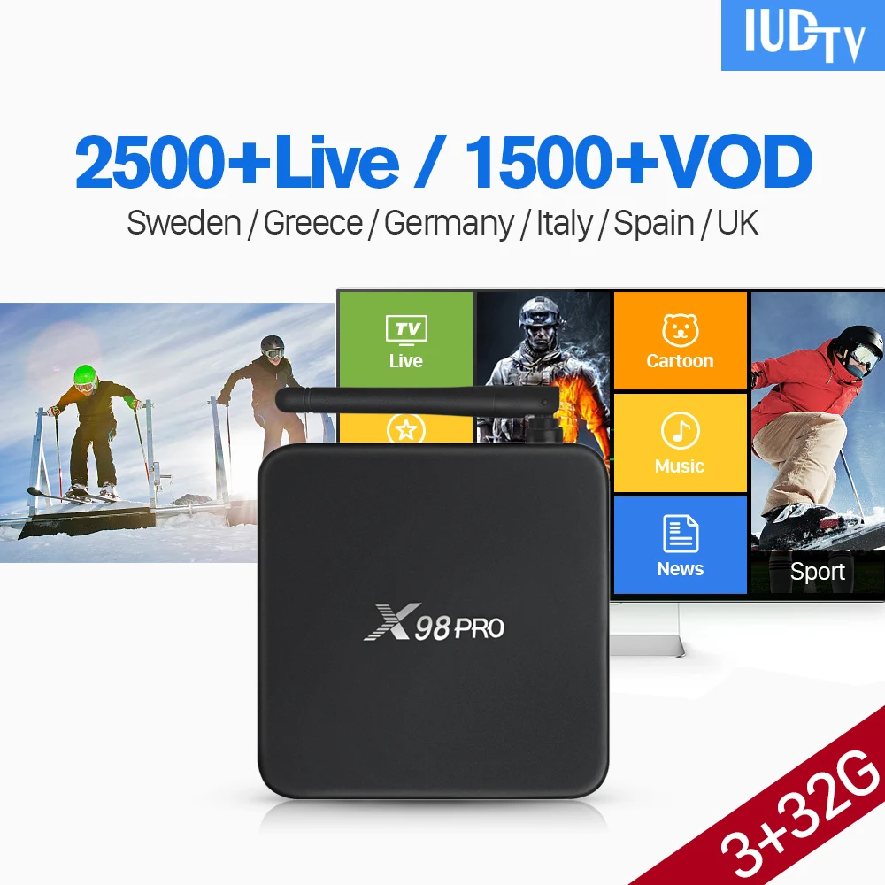

X98 PRO IPTV Europe Swedish Arabic TV Box IPTV 1 Year IUDTV Code IPTV Italia UK Spanish Sweden Arabic Alabania IP TV Box