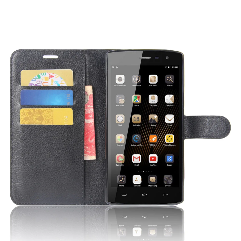 

HT7 Case for HOMTOM 7 Cases Wallet Card Stent Lichee Pattern Flip Leather Covers Protect Cover black for HOMTOM7 HT 7